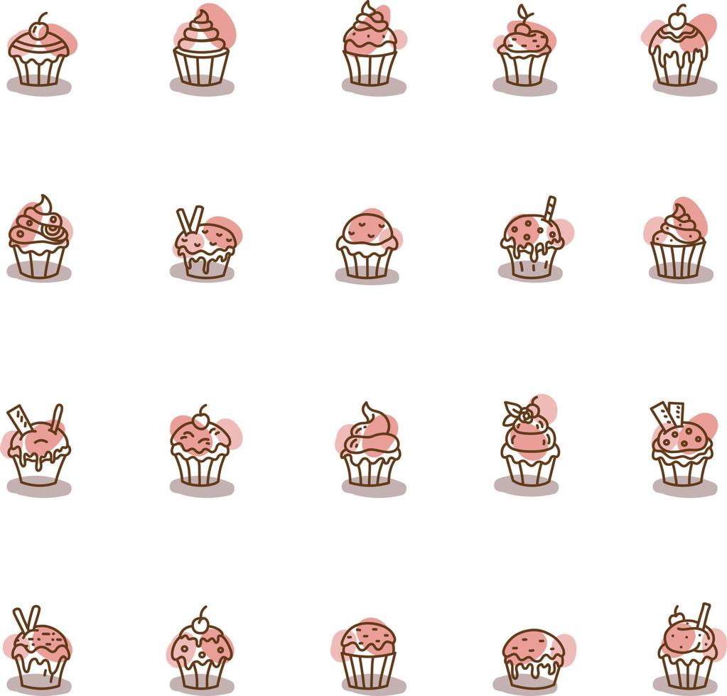 Delicious cupcakes, illustration, vector, on a white background. vector