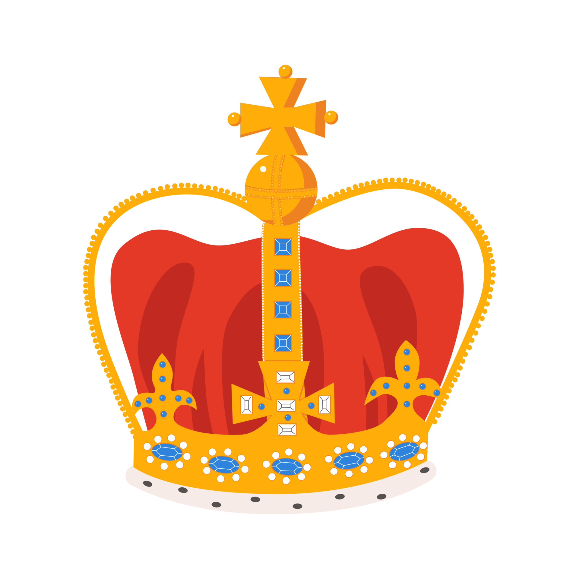 Crown cartoon vector illustration. Royal gold jewelry. King, queen