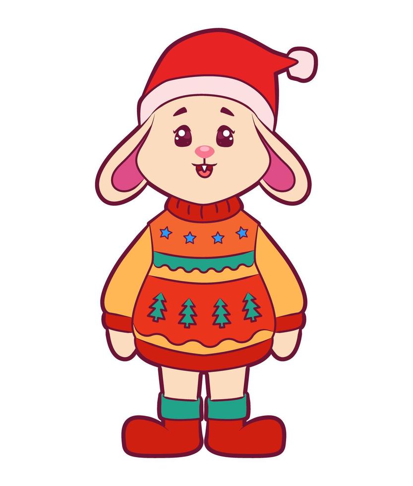 Bunny character cartoon in winter season vector