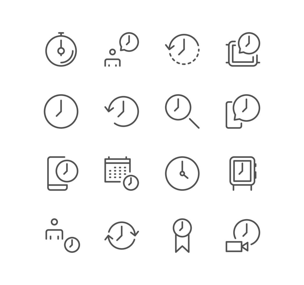 Timer and clock icon outline and linear vector. vector