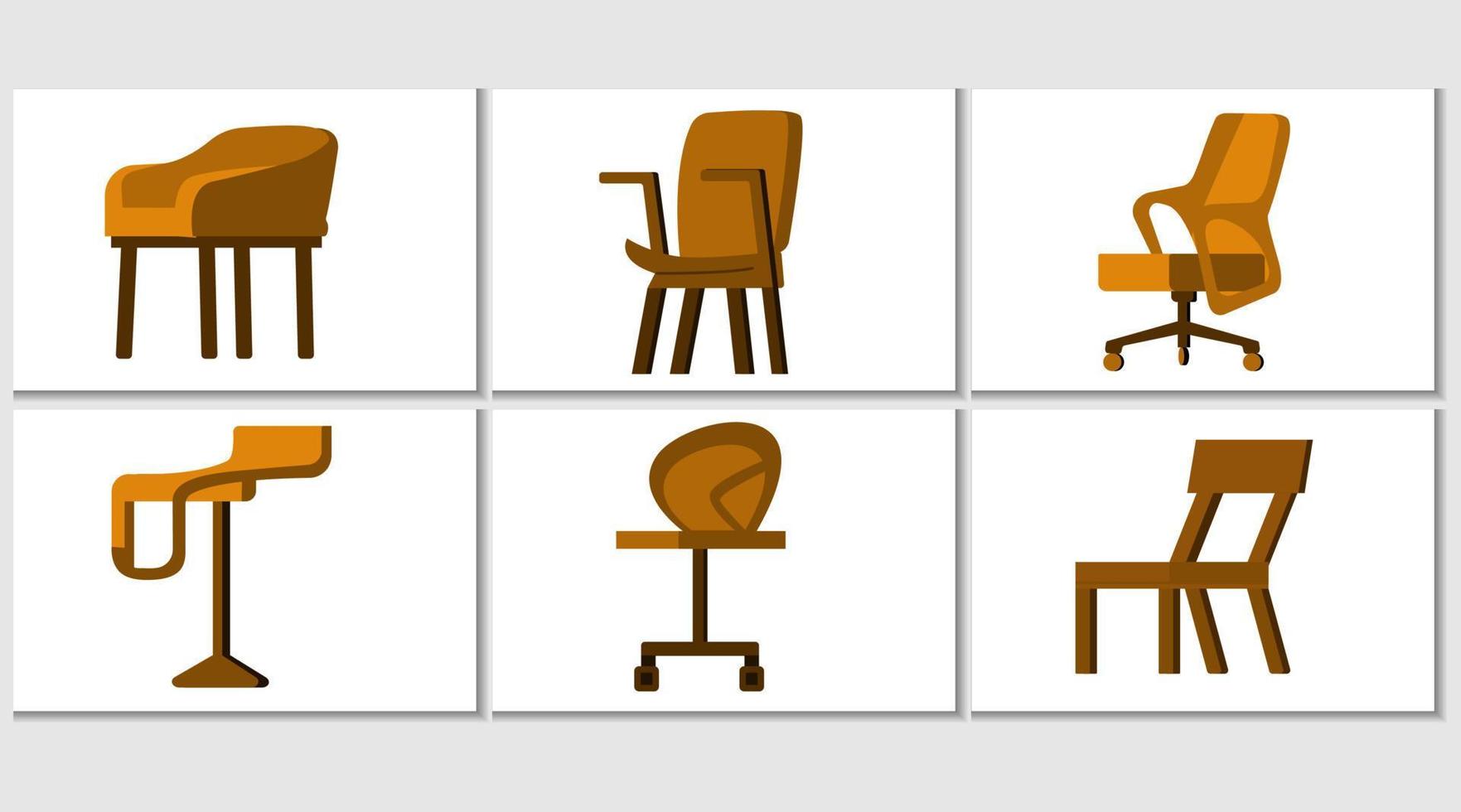 Set of furniture for sitting. chairs, armchairs, stools icons. vector illustration