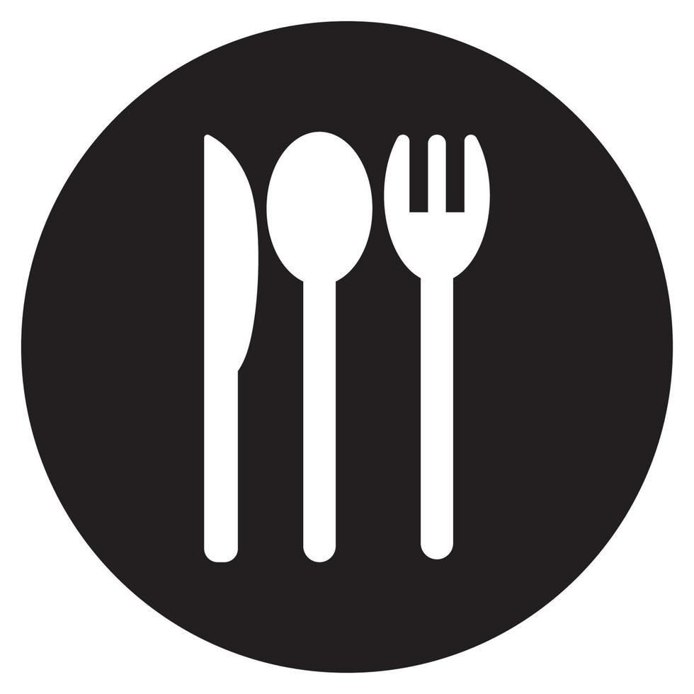 cuchara y tenedor con logo en blanco y negro vector