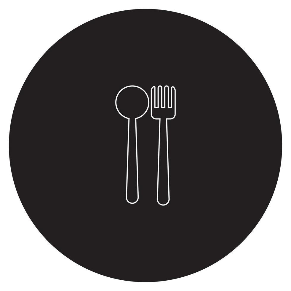 cuchara y tenedor con logo en blanco y negro vector
