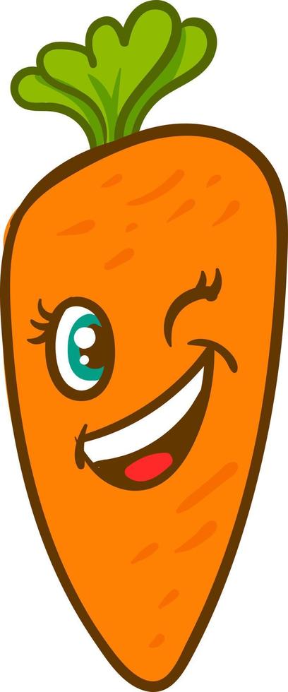 Winking carrot, illustration, vector on white background