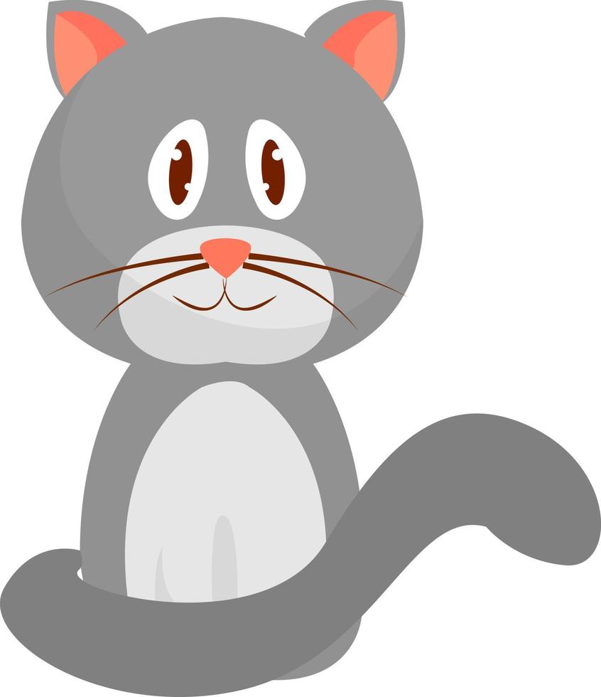 Grey cat, illustration, vector on white background.