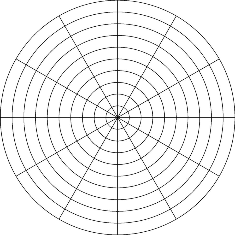 Polar Graph With Radius 10, vintage illustration. vector