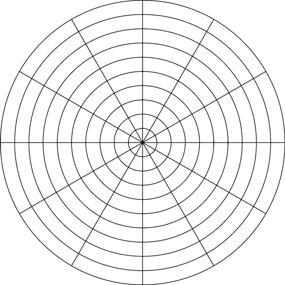 Polar Graph With Radius 10, vintage illustration. vector