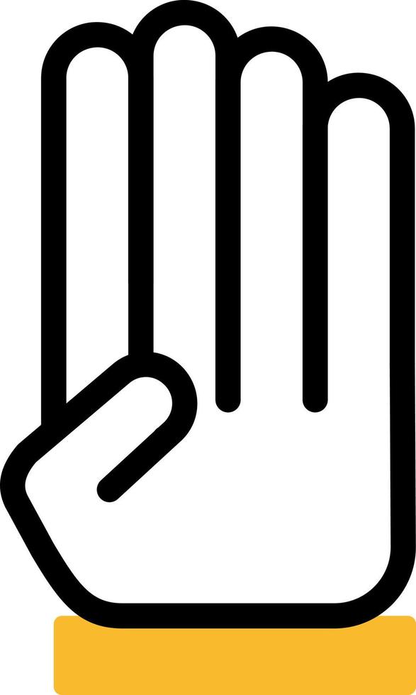 Hand four fingers, illustration, vector on a white background.