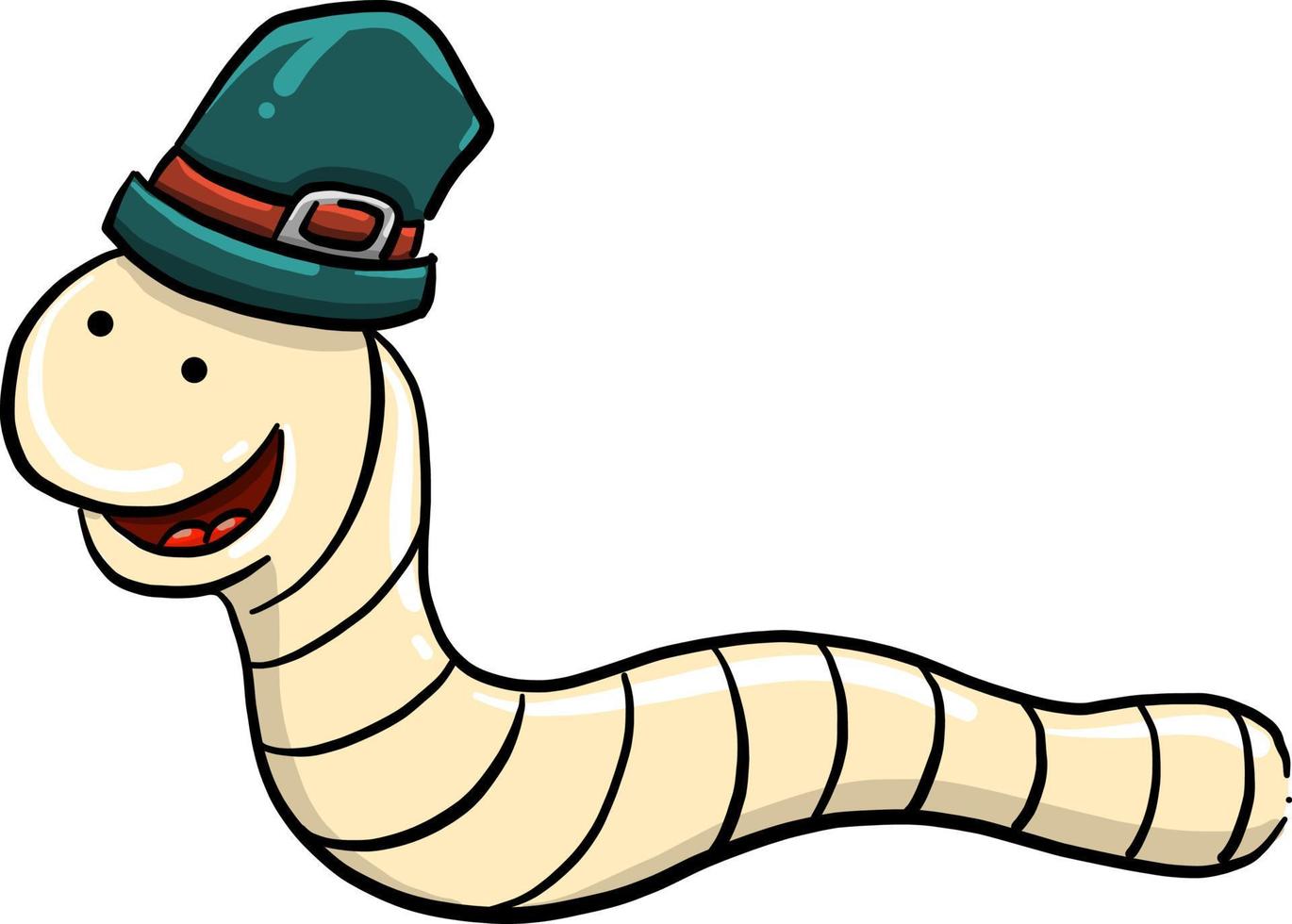 Snake with hat , illustration, vector on white background