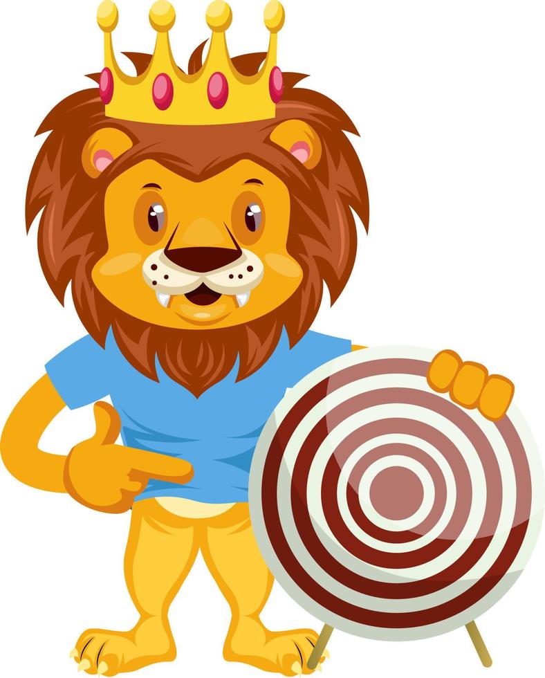 Lion with target, illustration, vector on white background.