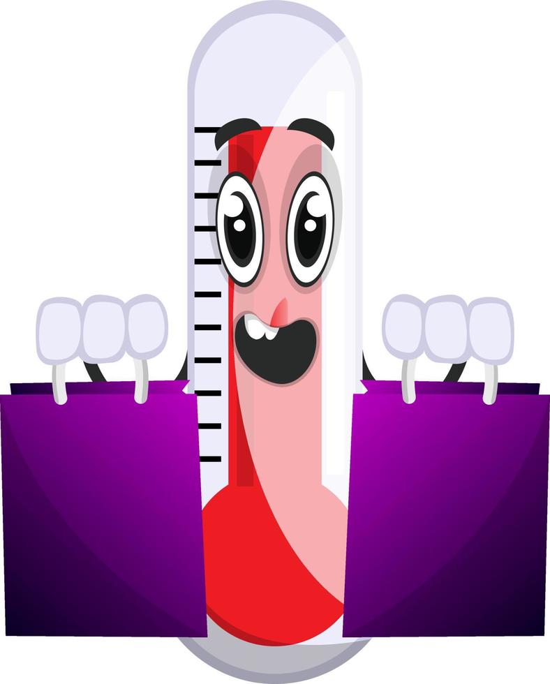 Thermometer with shopping bags, illustration, vector on white background.