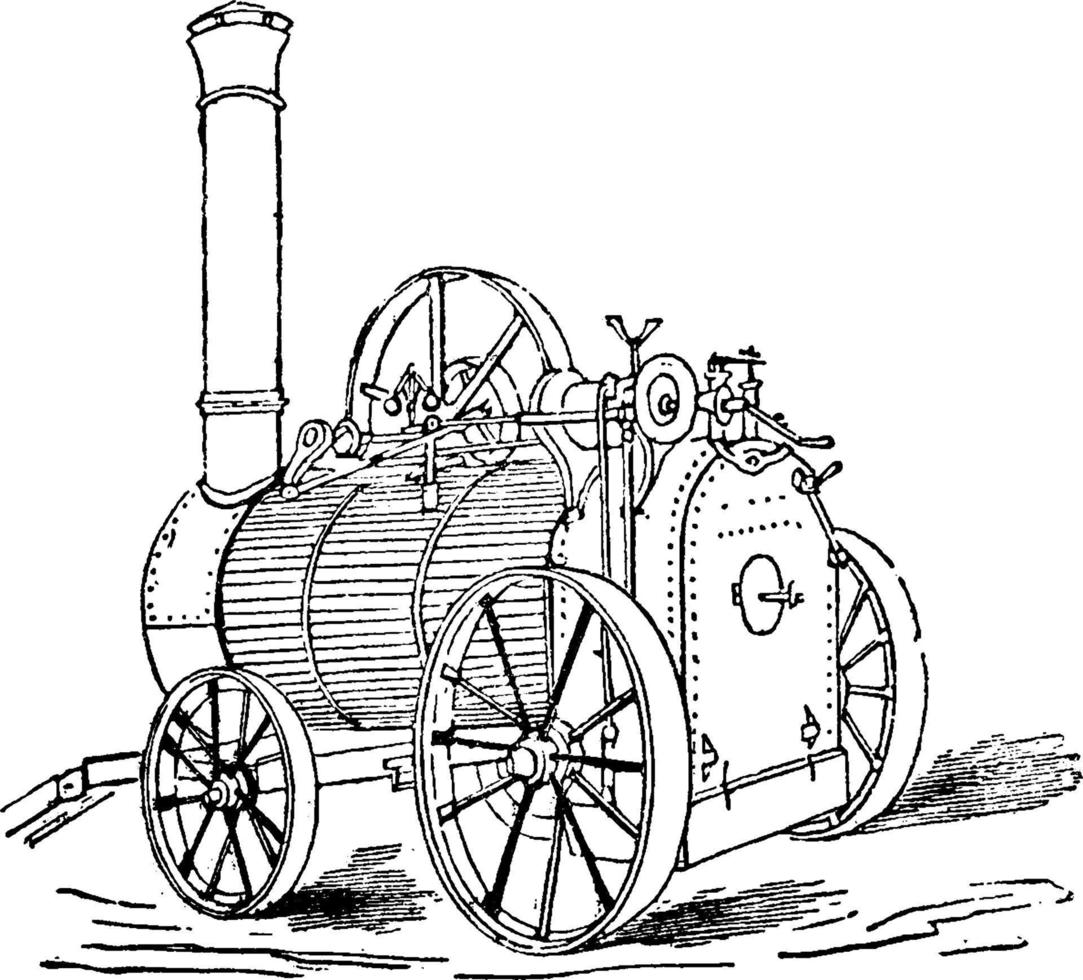 Portable Steam-Engine, vintage illustration. vector