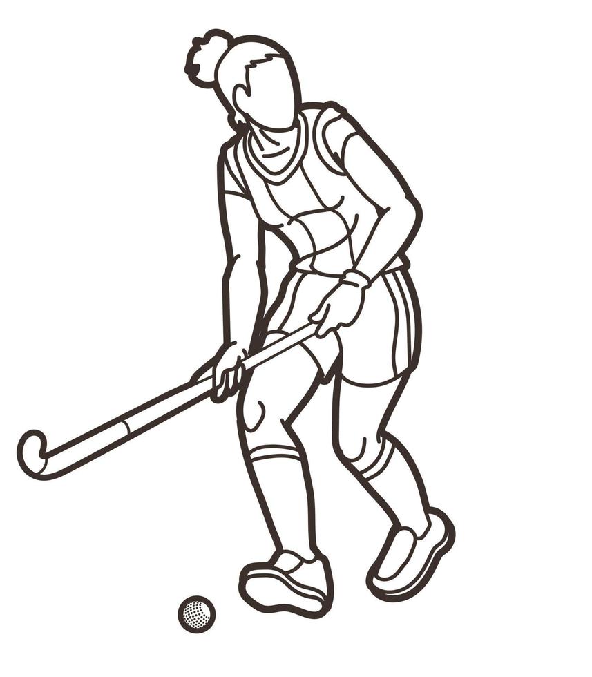 hockey sobre césped deporte jugadora vector