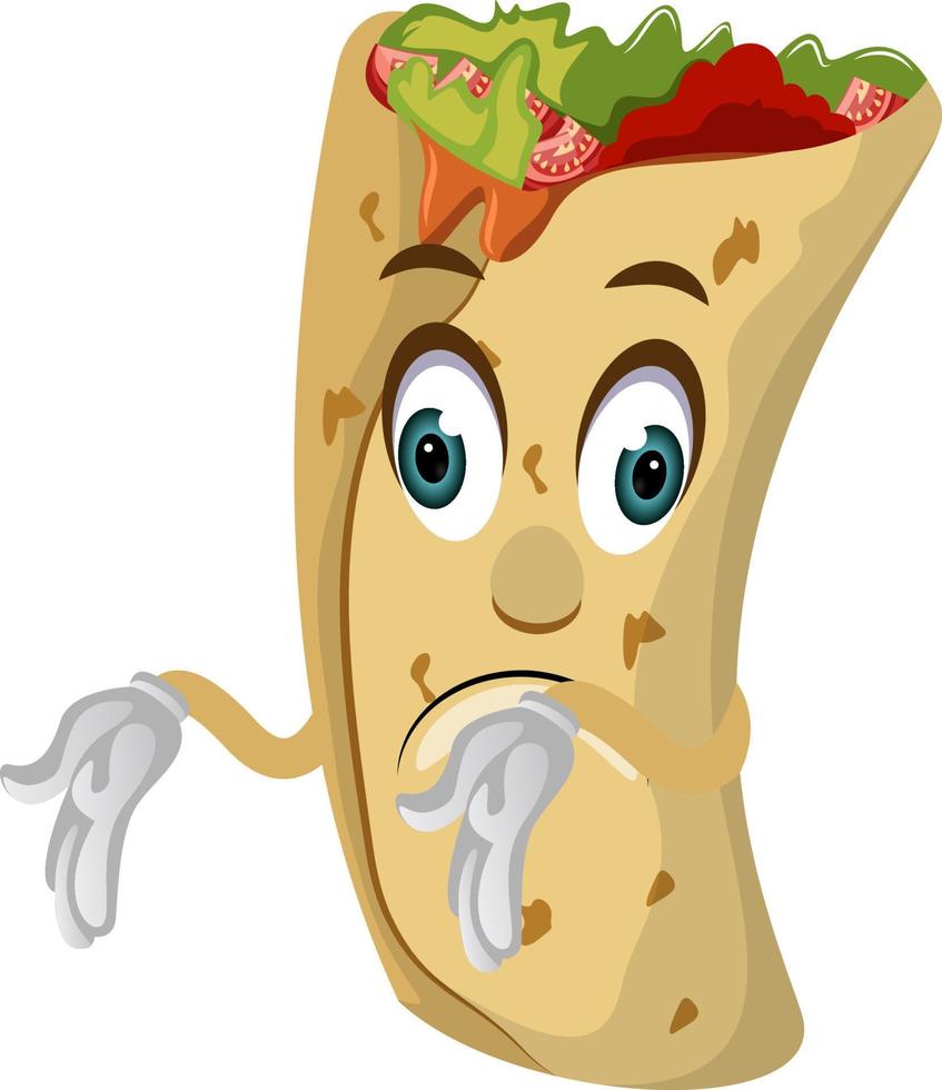 Burrito confundido, ilustración, vector sobre fondo blanco.