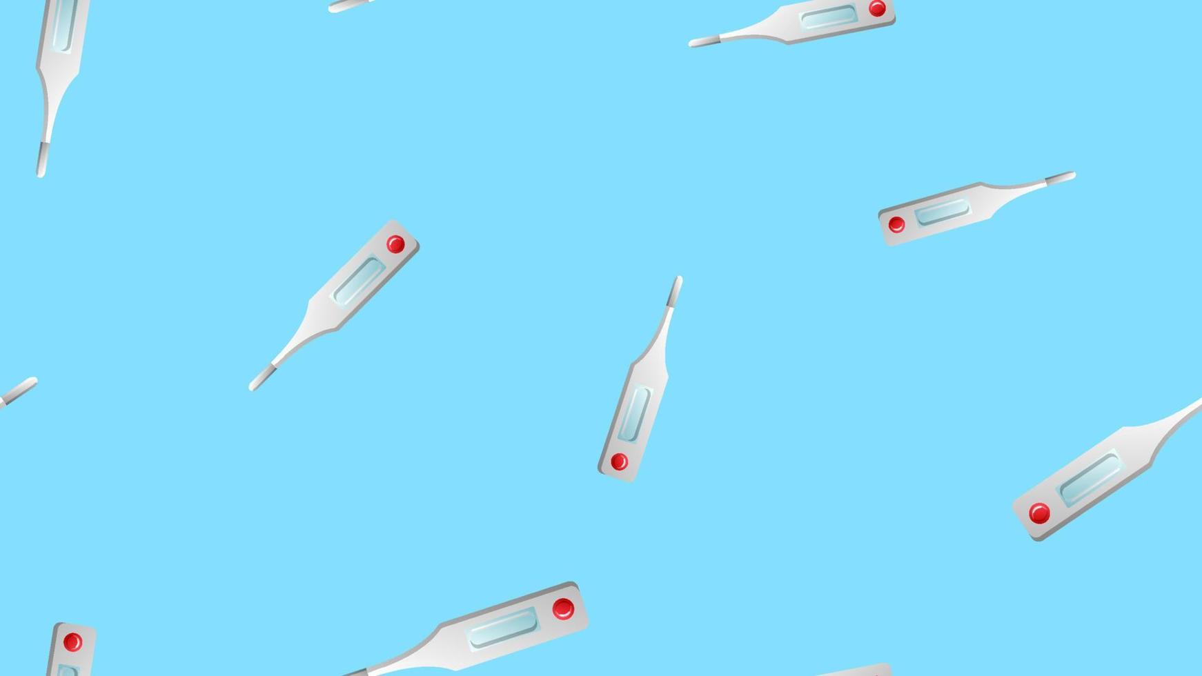 Endless seamless pattern of medical scientific medical objects of modern digital thermometers for measuring temperature on a blue background. Vector illustration