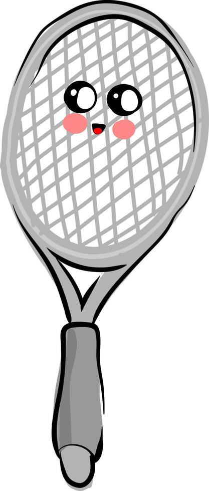 Linda raqueta de tenis, ilustración, vector sobre fondo blanco.