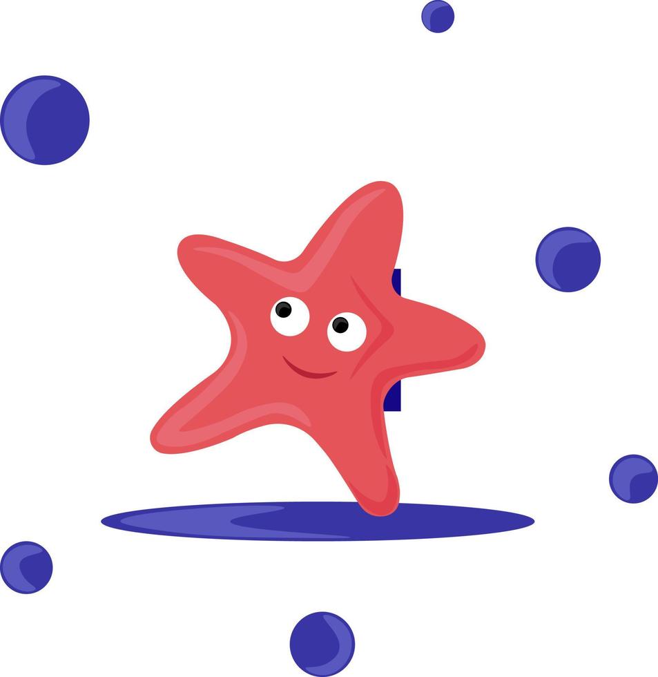 Starfish bajo el agua, ilustración, vector sobre fondo blanco.