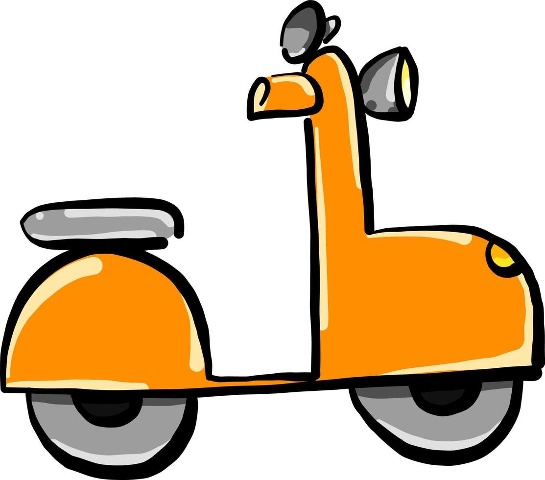 Motocicleta amarilla, ilustración, vector sobre fondo blanco.