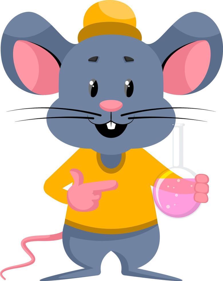 Mouse with tube, illustration, vector on white background.