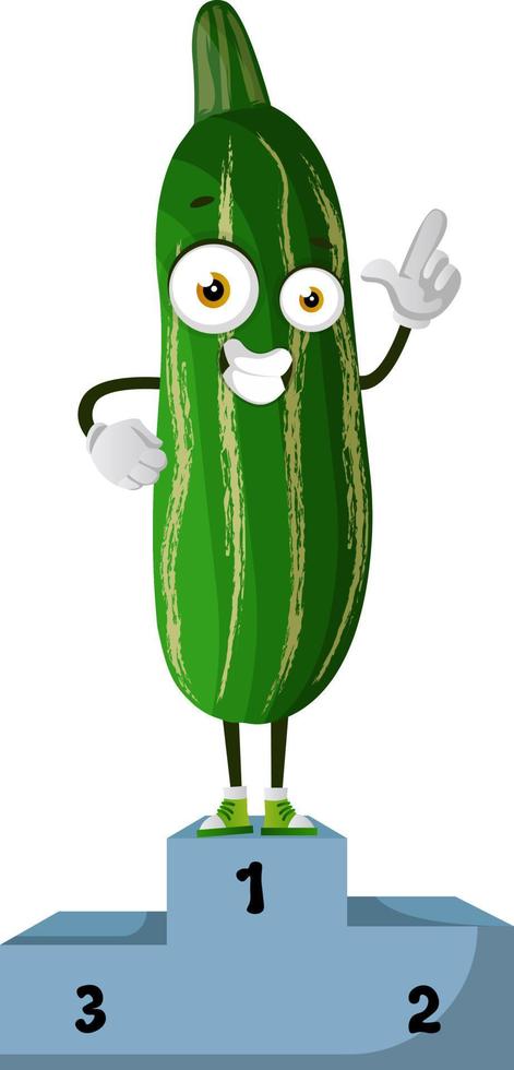 Cucumber is winner, illustration, vector on white background.