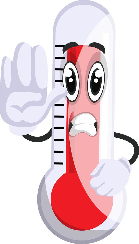 Thermometer showing stop sign, illustration, vector on white background.