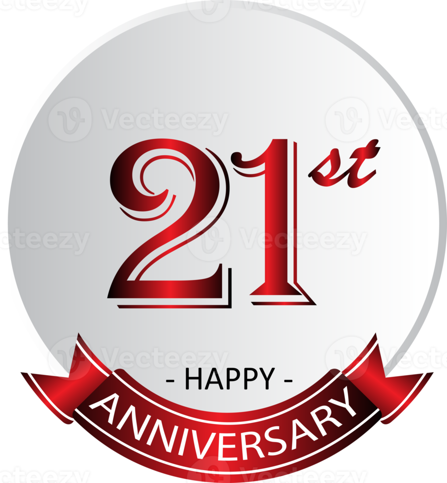 21st anniversary celebration label png