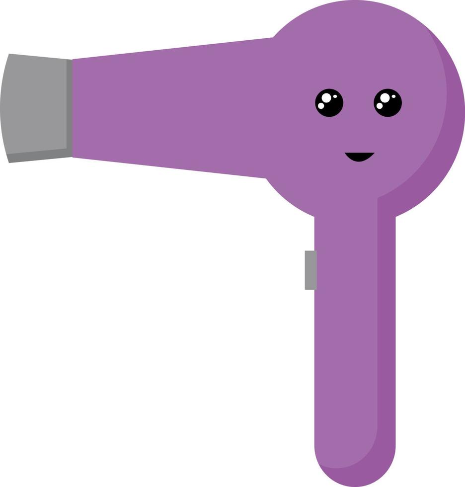 Purple hair drier, illustration, vector on white background.