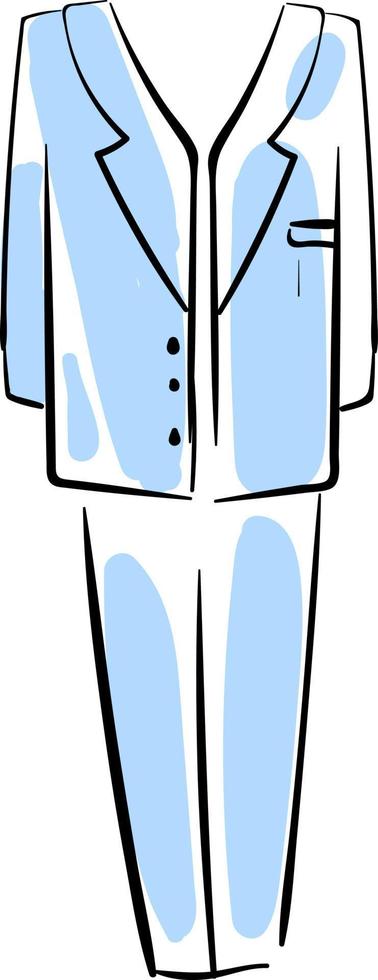 Traje de hombre azul, ilustración, vector sobre fondo blanco.