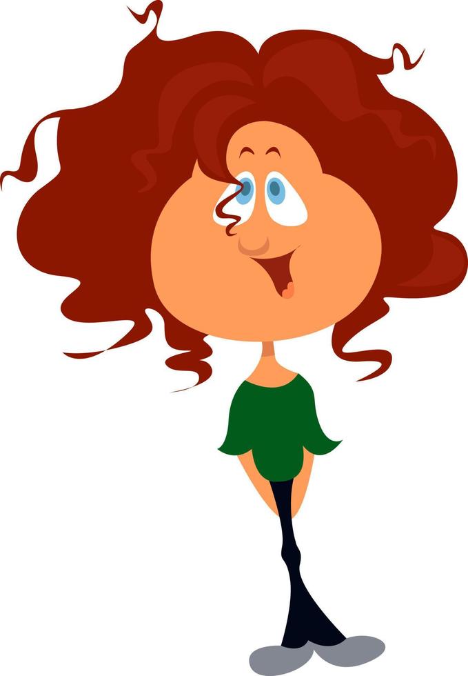 chica con el pelo rizado, ilustración, vector sobre fondo blanco