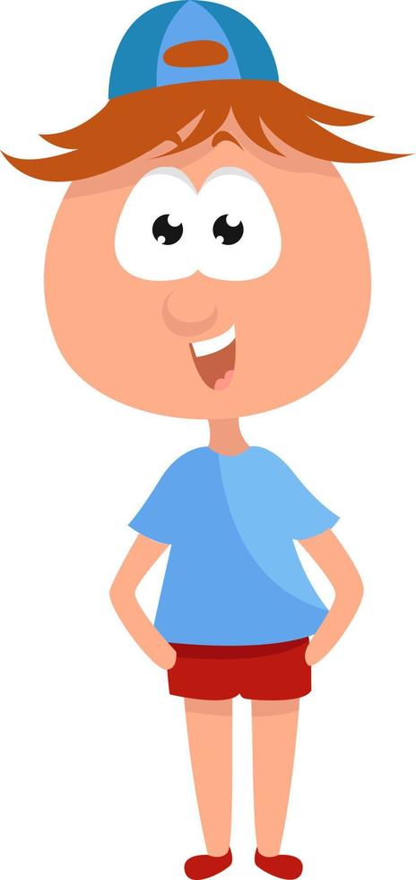 Cute boy with a red cap,illustration,vector on white background vector