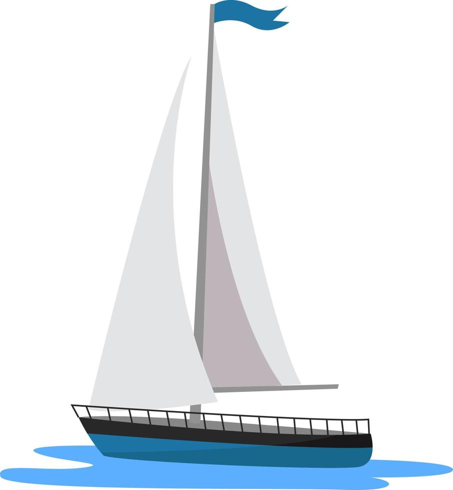 Small boat on water, illustration, vector on white background