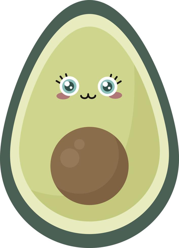 lindo aguacate, ilustración, vector sobre fondo blanco