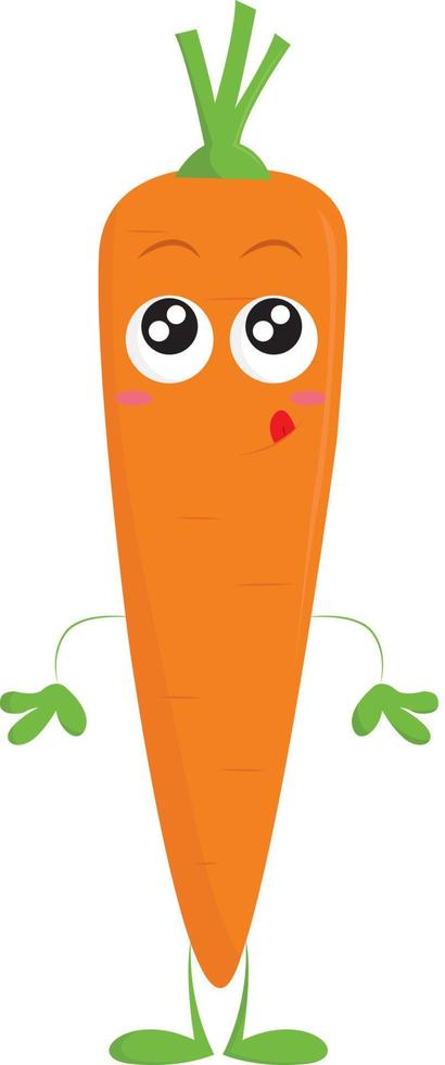 A carrot with rosy cheeks, vector or color illustration.