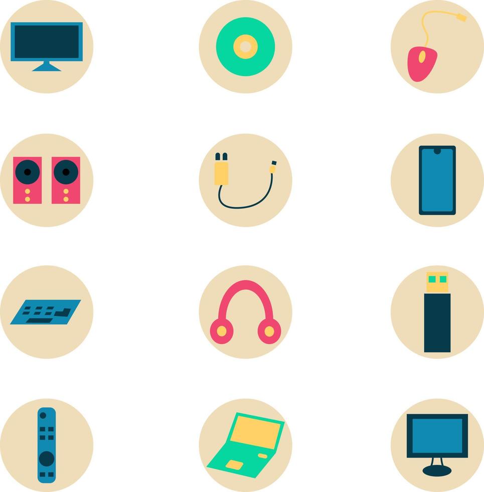 Electronic home devices, illustration, vector on a white background.