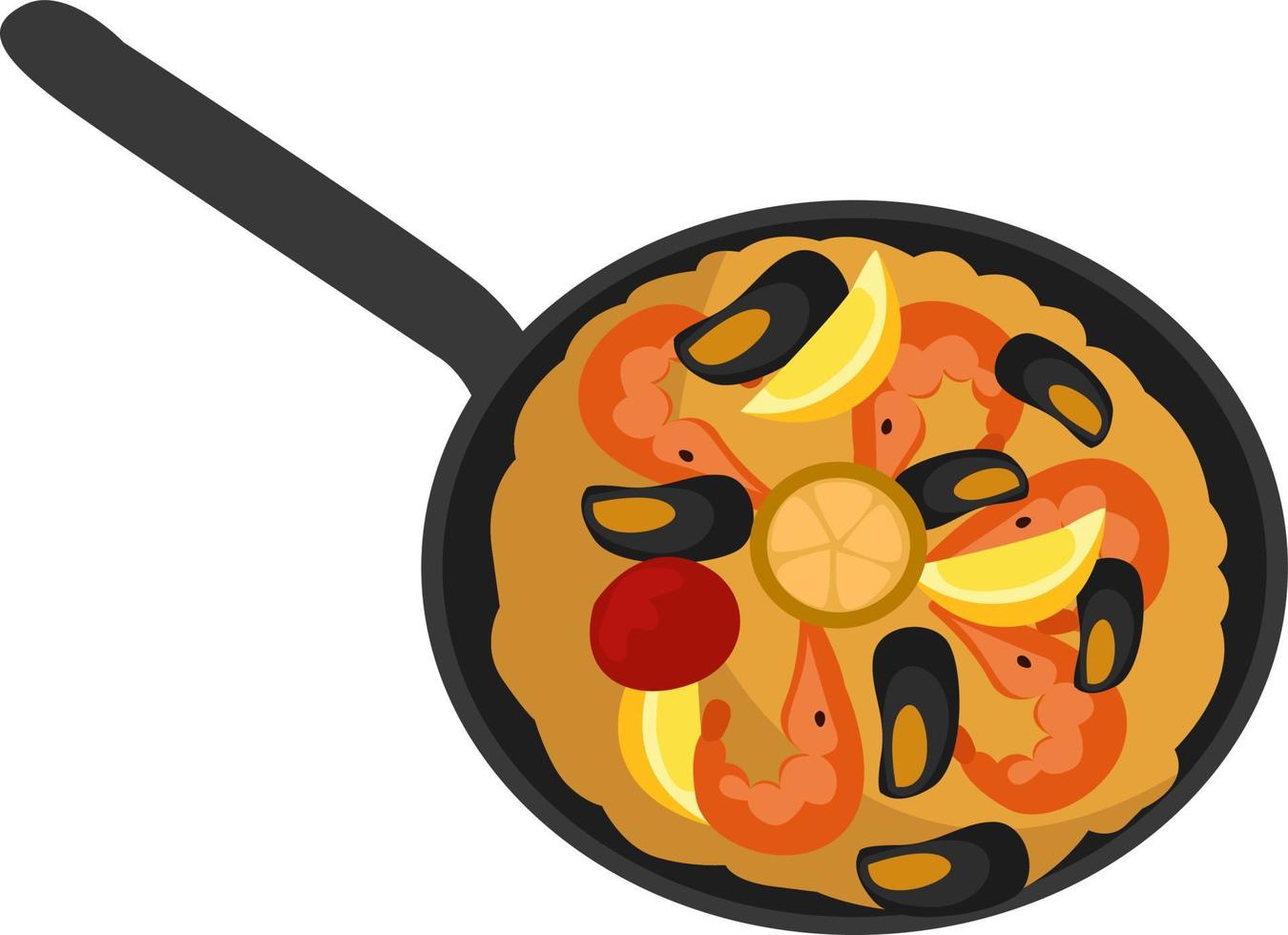 Paella food, illustration, vector on white background