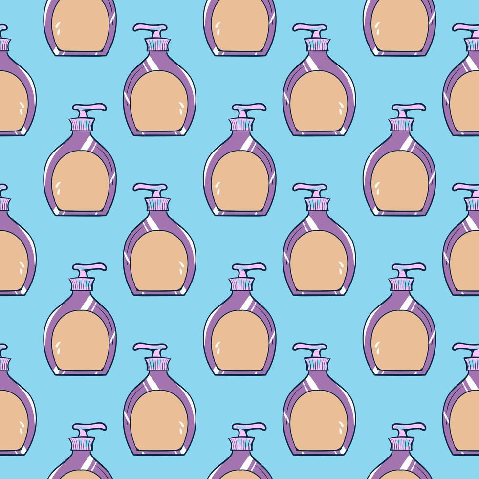 Bottle soap pattern, seamless pattern on blue background. vector