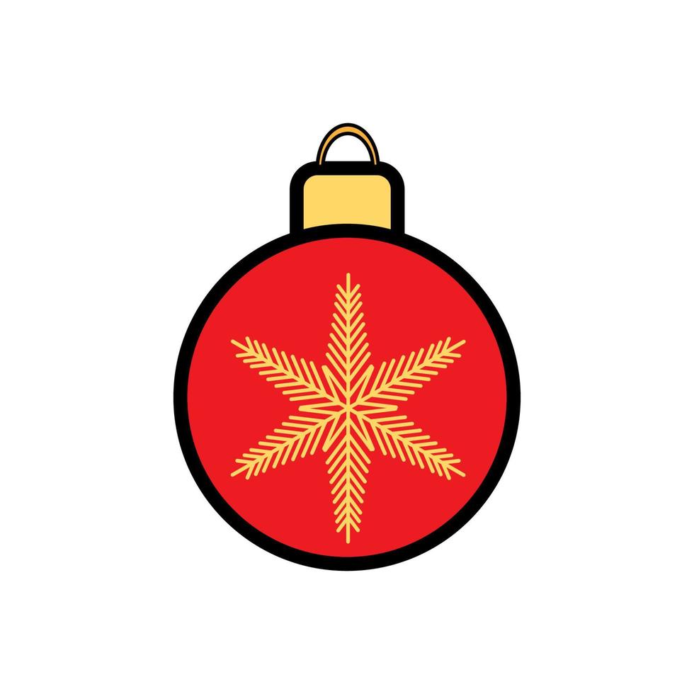 Christmas tree toy, red Christmas ball for decoration and design. Vector illustration