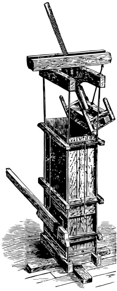 prensa de algodón, ilustración vintage. vector