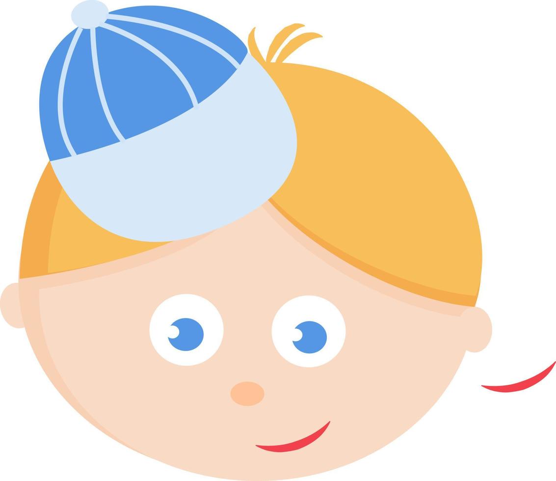niño con gorra azul, ilustración, vector sobre fondo blanco.
