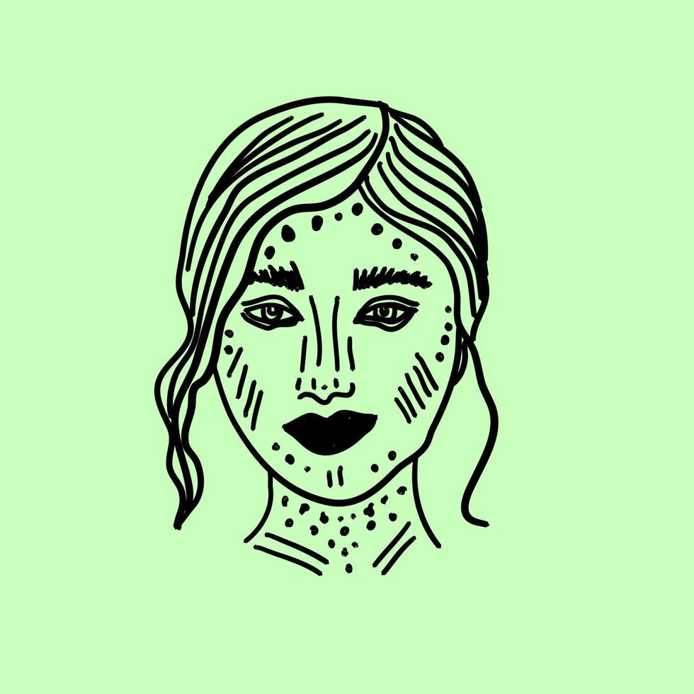 Portrait of a girl, illustration, vector on white background.