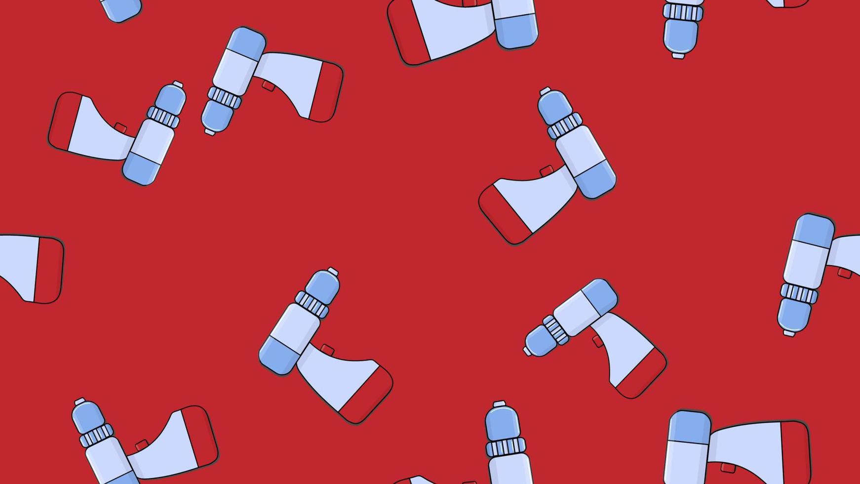 Texture, seamless abstract pattern of metal building professional electric screwdrivers for repair on a red background. Vector illustration