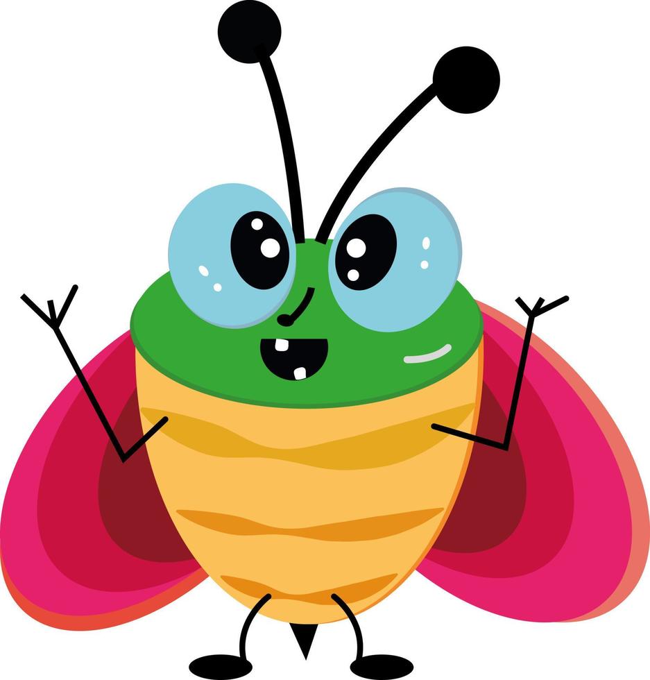 Delighted bug, illustration, vector on a white background.