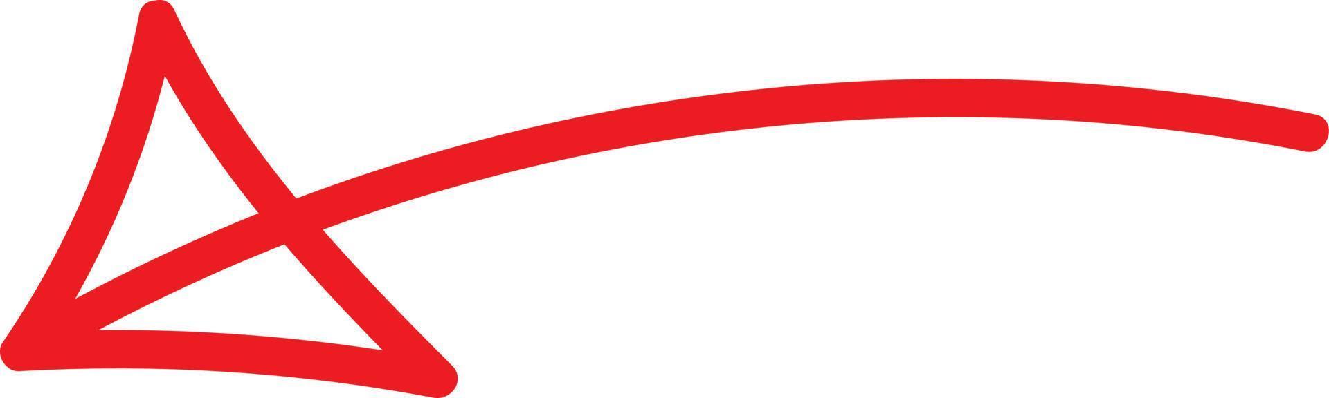 Red thin arrow pointing to the left, illustration, vector on white background.