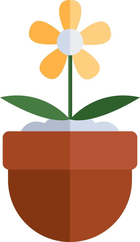 Flower in a pot, illustration, vector on white background.