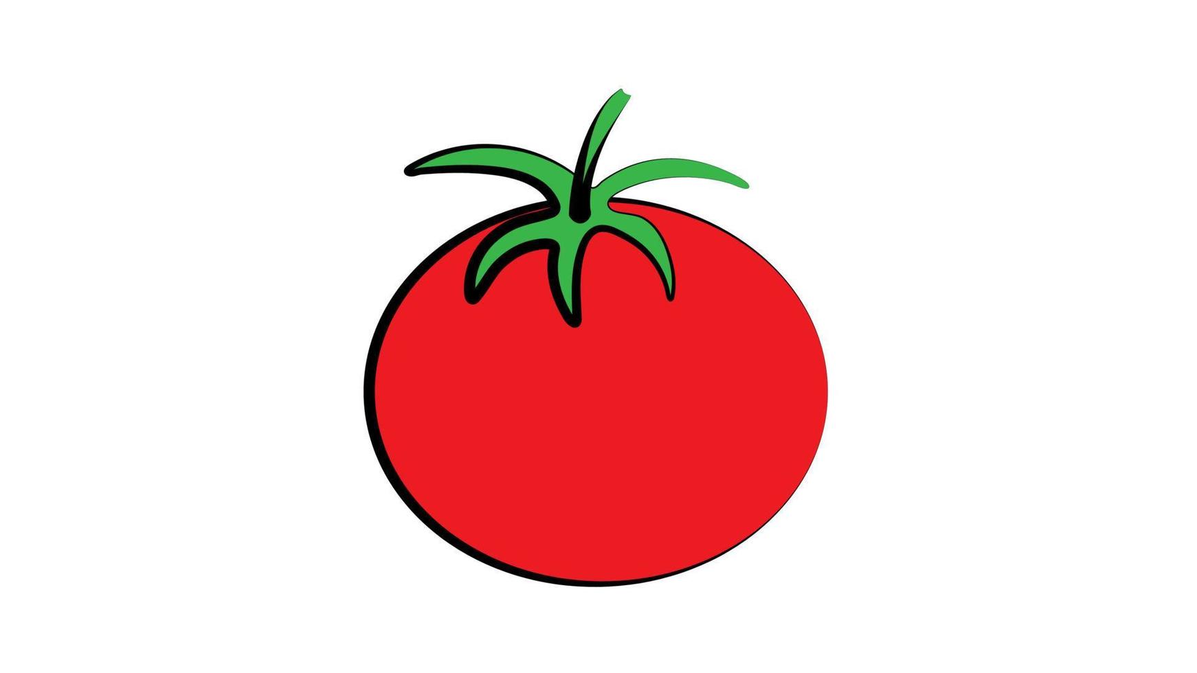 tomate sobre un fondo blanco, ilustración vectorial. tomate apetitoso, ensalada fresca, comida sana. tomate jugoso para bajar de peso, vegetales brillantes y redondos vector