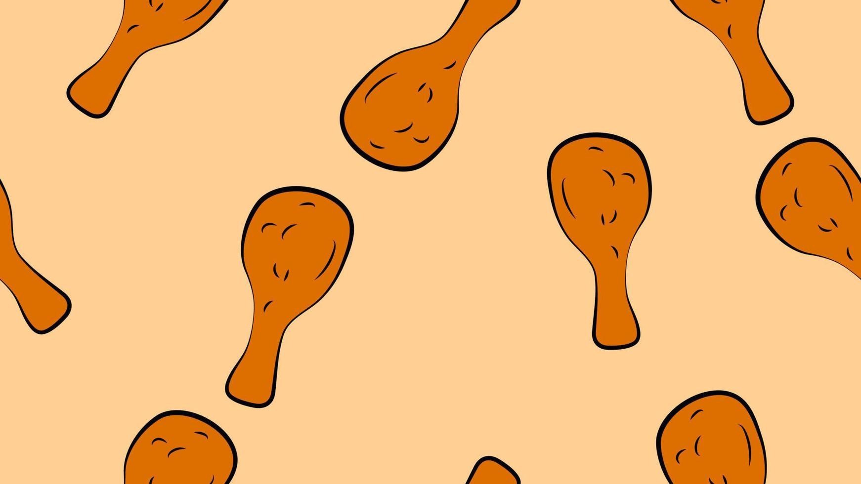 patrón de pierna de pollo asado sin costuras. fondo de comida. textura de tela para niños vector