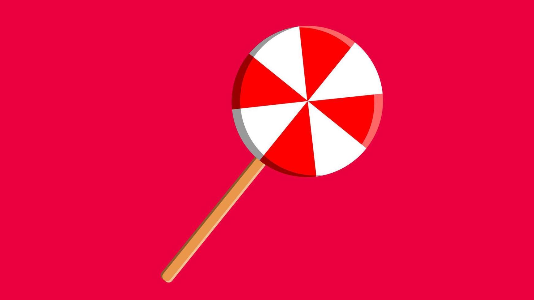 Red swirl Lollipop sucker or lolly candy flat vector icon for apps and websites