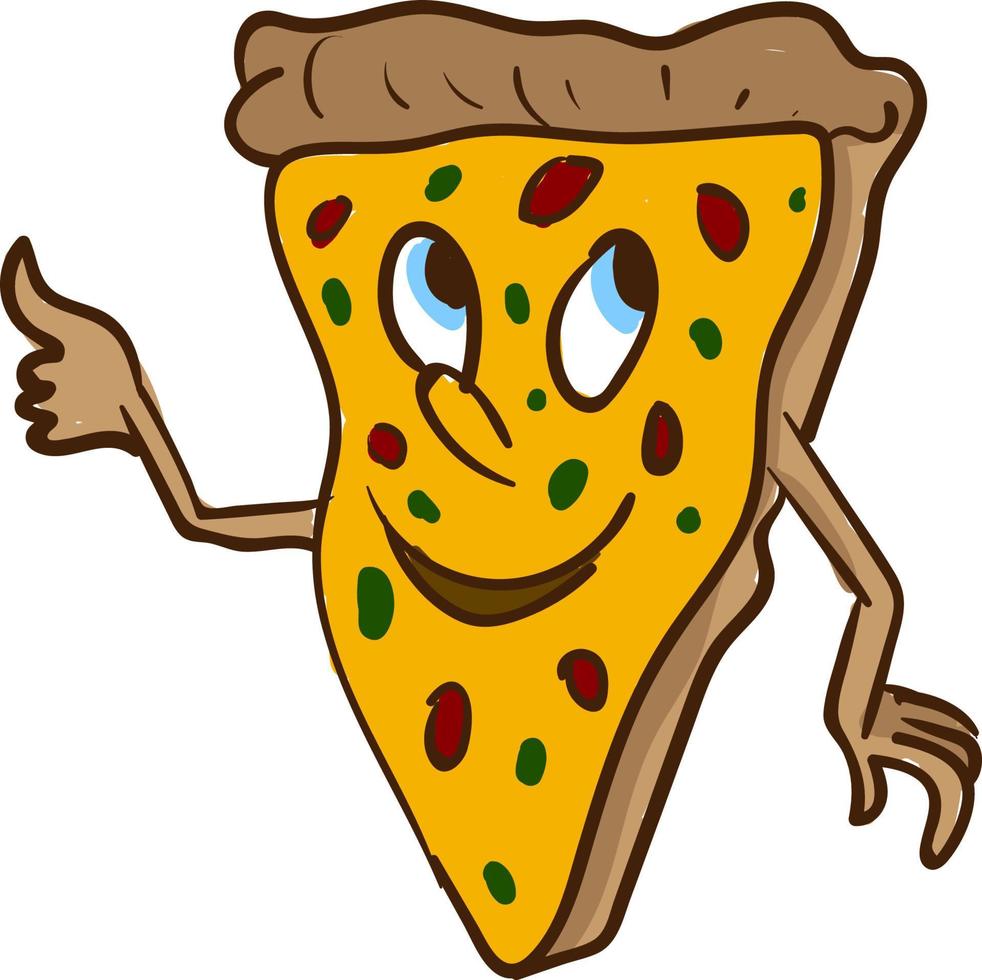 una pizza feliz, vector o ilustración de color.