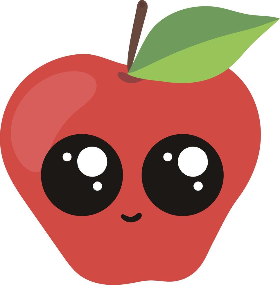 Cute apple with big eyes, illustration, vector on white background.