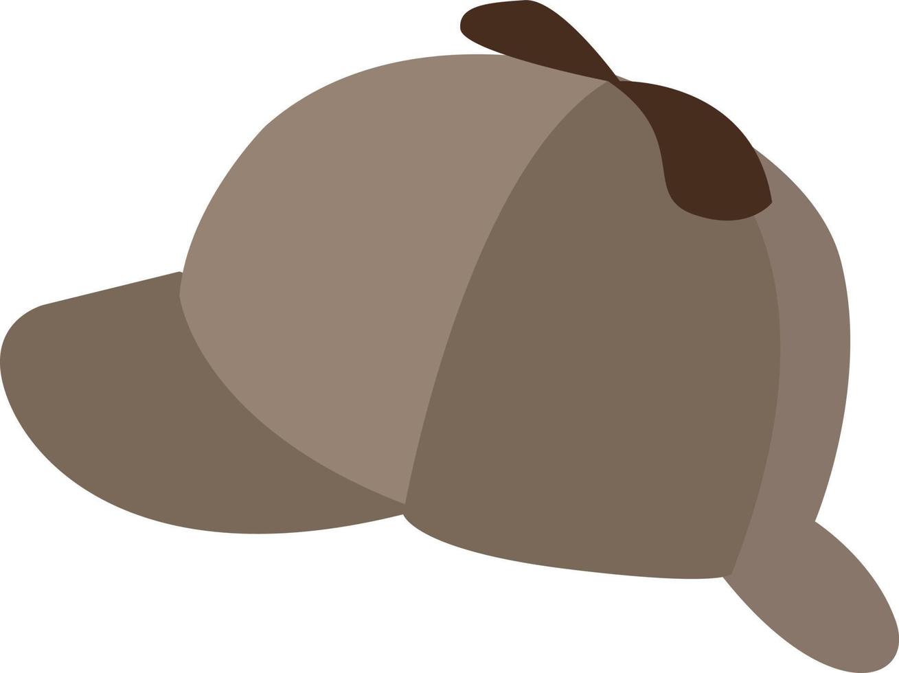 Brown sherlock hat, illustration, vector on white background.